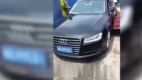 左奥迪右奔驰,三轮车上,大爷一脸看淡尘世的表情