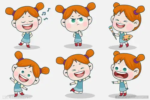 卡通女孩表情包设计图