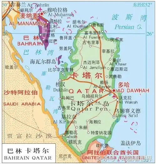 卡塔尔地形图