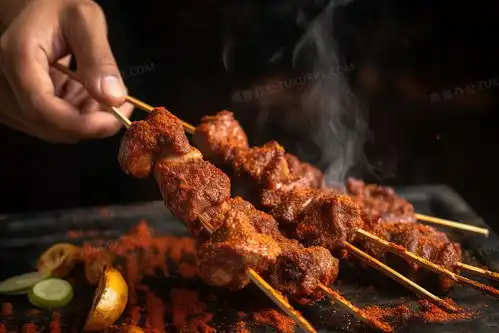 烧烤师在给羊肉串翻转撒料插画图片素材下载jpg格式熊猫办公