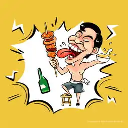 羊肉串灯箱插画